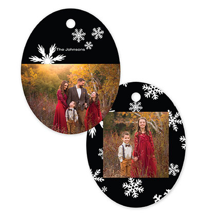 Snowflake 586 - Oval Metal Ornament
